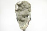 Sparkling, Green Druzy Quartz Geode Section on Metal Stand #209162-1